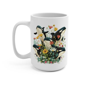 15 Mama Orca Whale Mug, Mother's Day Coffee Cup, Gift For Grandma or Mom - Mug - Chromatic Safari - 15oz -