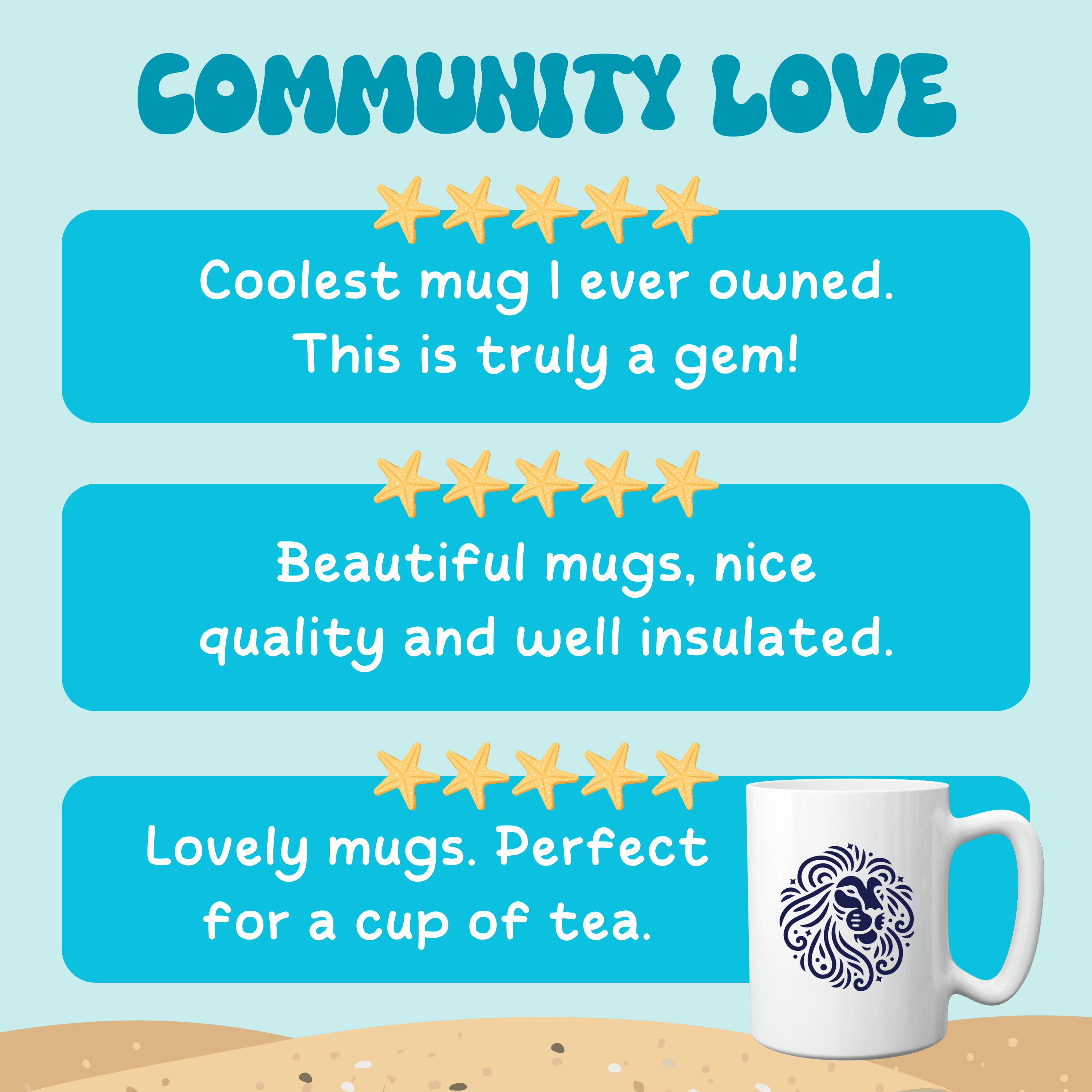 15 oz Love Penguins Mug | Unique Handcrafted Woodcut Latte Mug Cup | Gift for Couple Sea Mammal Lovers & Conservationists - Mug - Chromatic Safari - 15oz - Light Blue