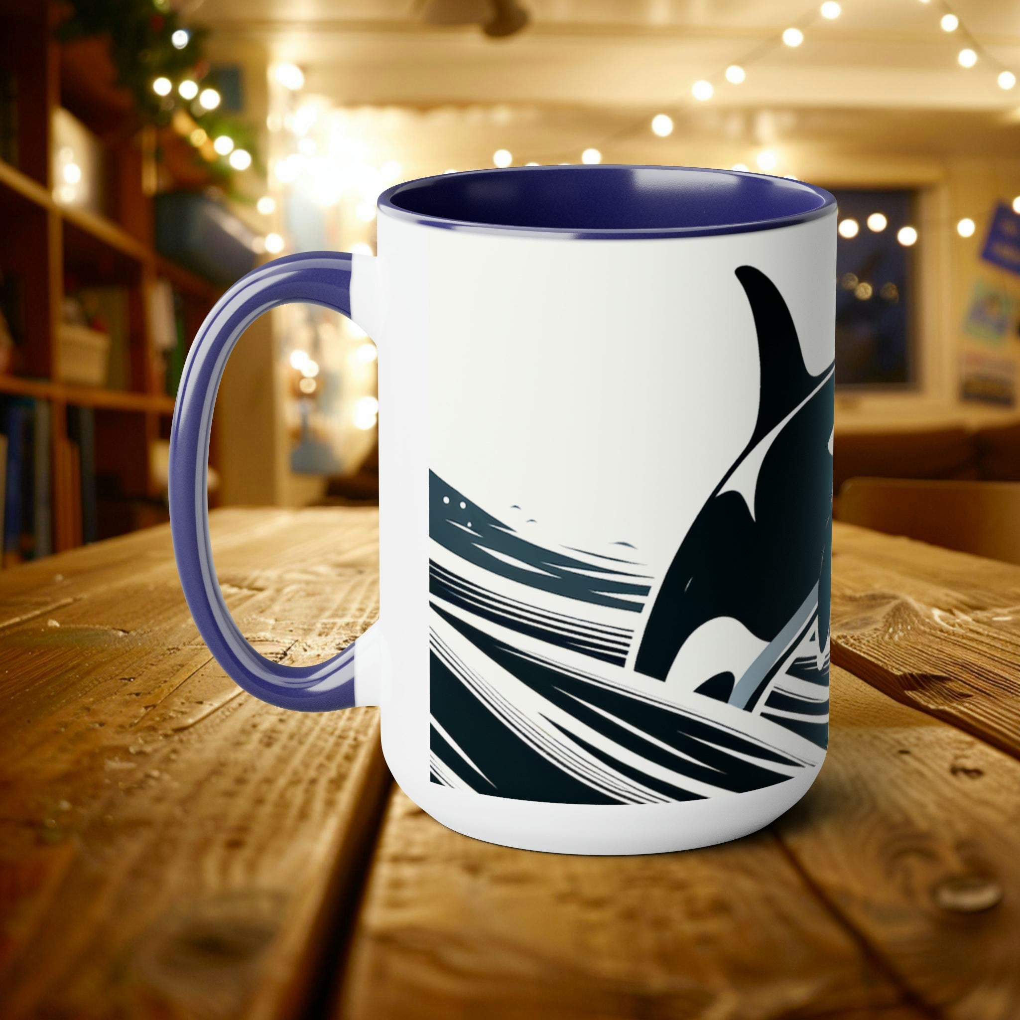 15 oz Orca Whale Mug | Awesome Conservation Gift Latte Mug Cup | Gift for Orca Lovers - Mug - Chromatic Safari - 15oz - Light Blue