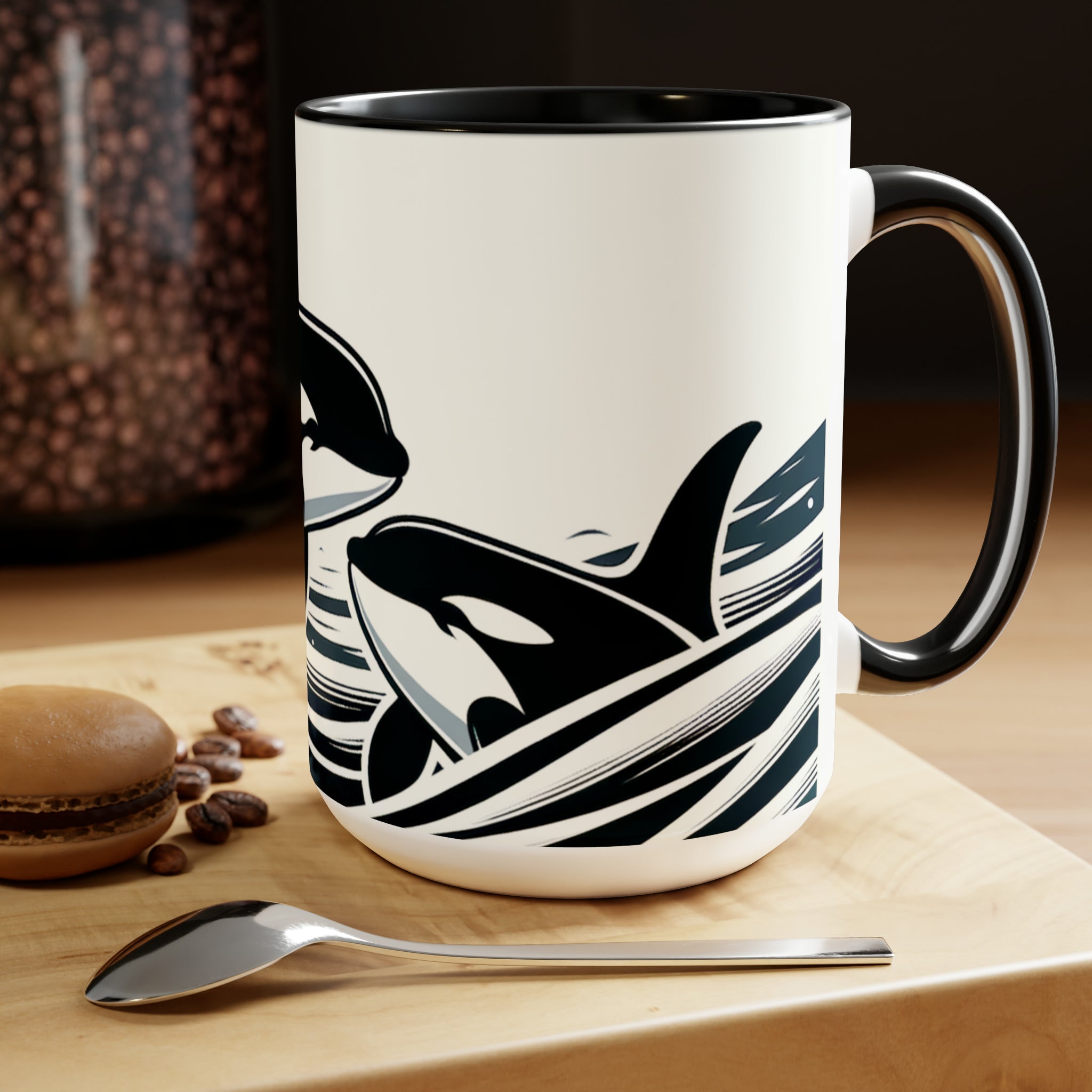 15 oz Orca Whale Mug | Awesome Conservation Gift Latte Mug Cup | Gift for Orca Lovers - Mug - Chromatic Safari - 15oz - Light Blue