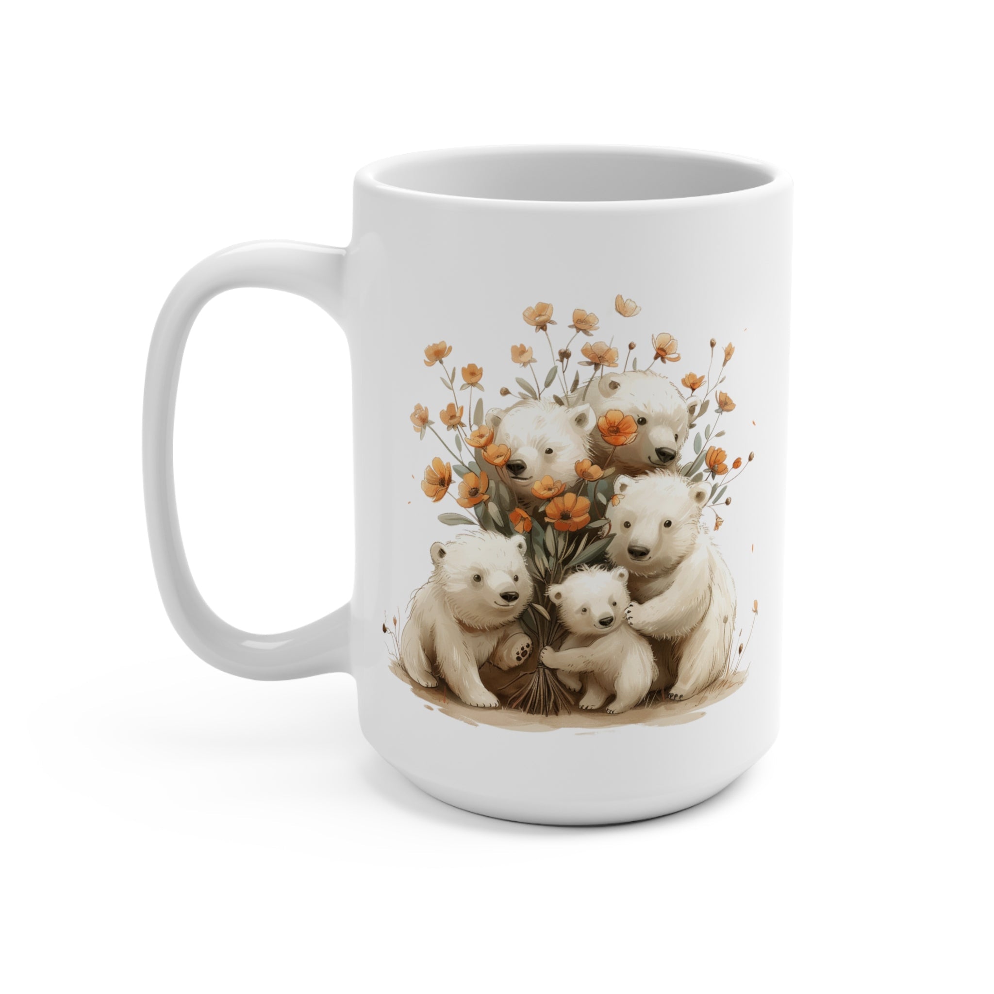 15oz Coffee Cup Polar Bear Mama Gift, Happy Mother's Day Mug, Gift For Best Mom - Mug - Chromatic Safari - 15oz -