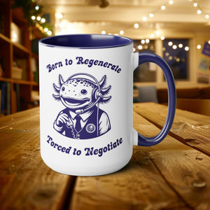 15oz Manager Axolotl Mug, Marine Biology Meme Coffee Cup, Funny Gift For Coworker - Mug - Chromatic Safari - 15oz - Blue