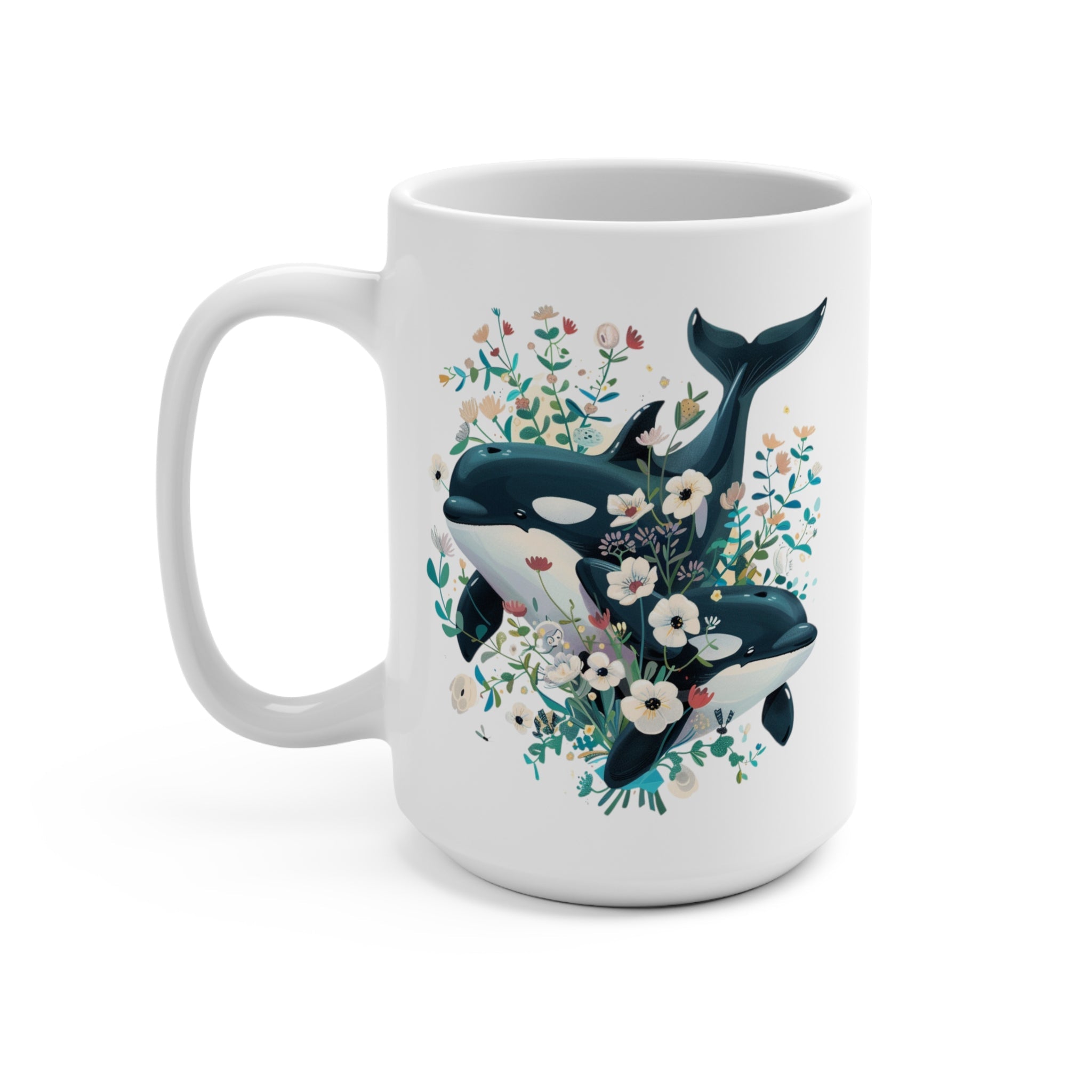 15oz Mom Orca Whale Mug, Grandma Coffee Mug, Happy Mother's Day Gift - Mug - Chromatic Safari - 15oz -