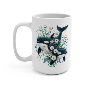 15oz Mom Orca Whale Mug, Grandma Coffee Mug, Happy Mother's Day Gift - Mug - Chromatic Safari - 15oz -