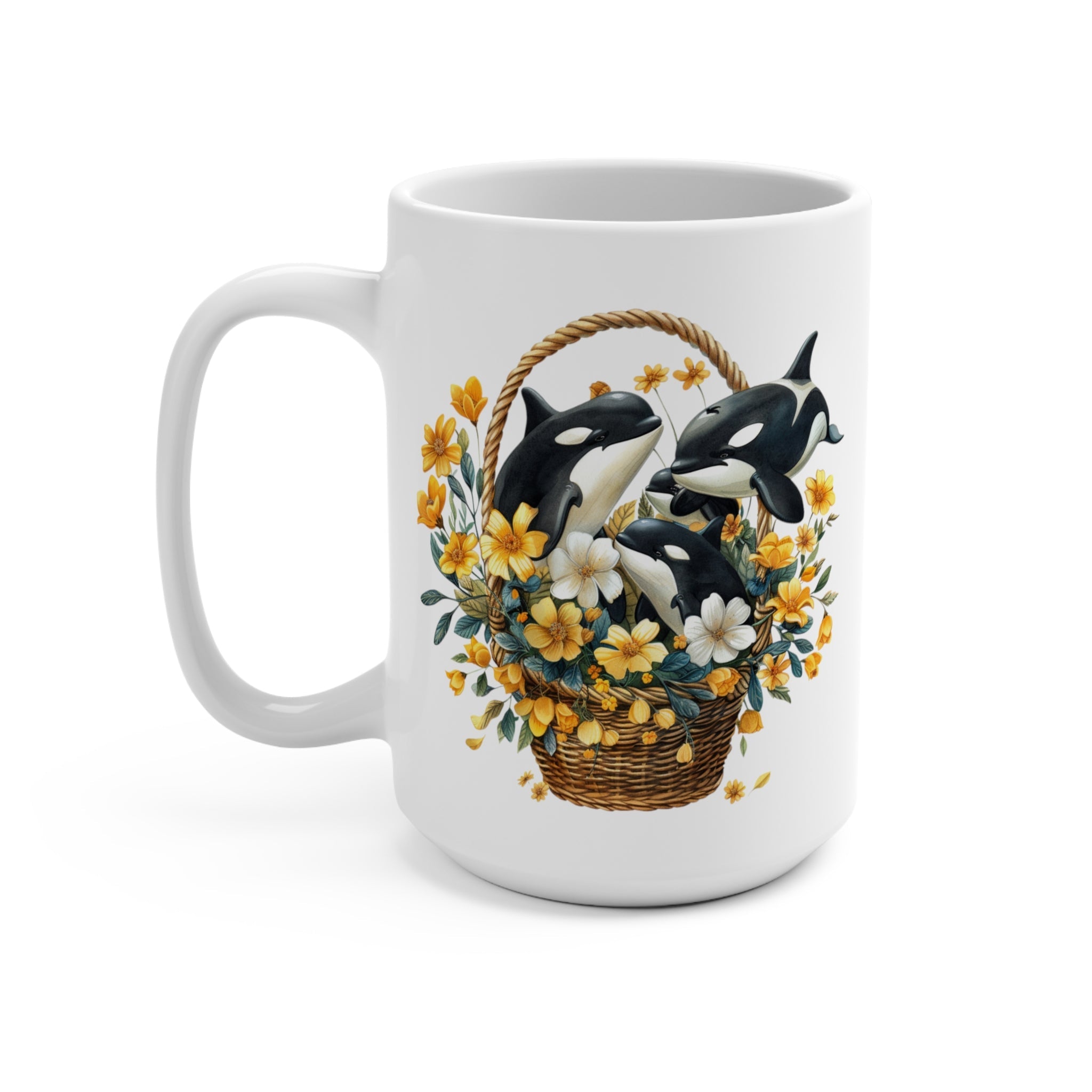 15oz Orca Whale Mug, Happy Mothers Day Coffee Cup, Gift For Mum - Mug - Chromatic Safari - 15oz -