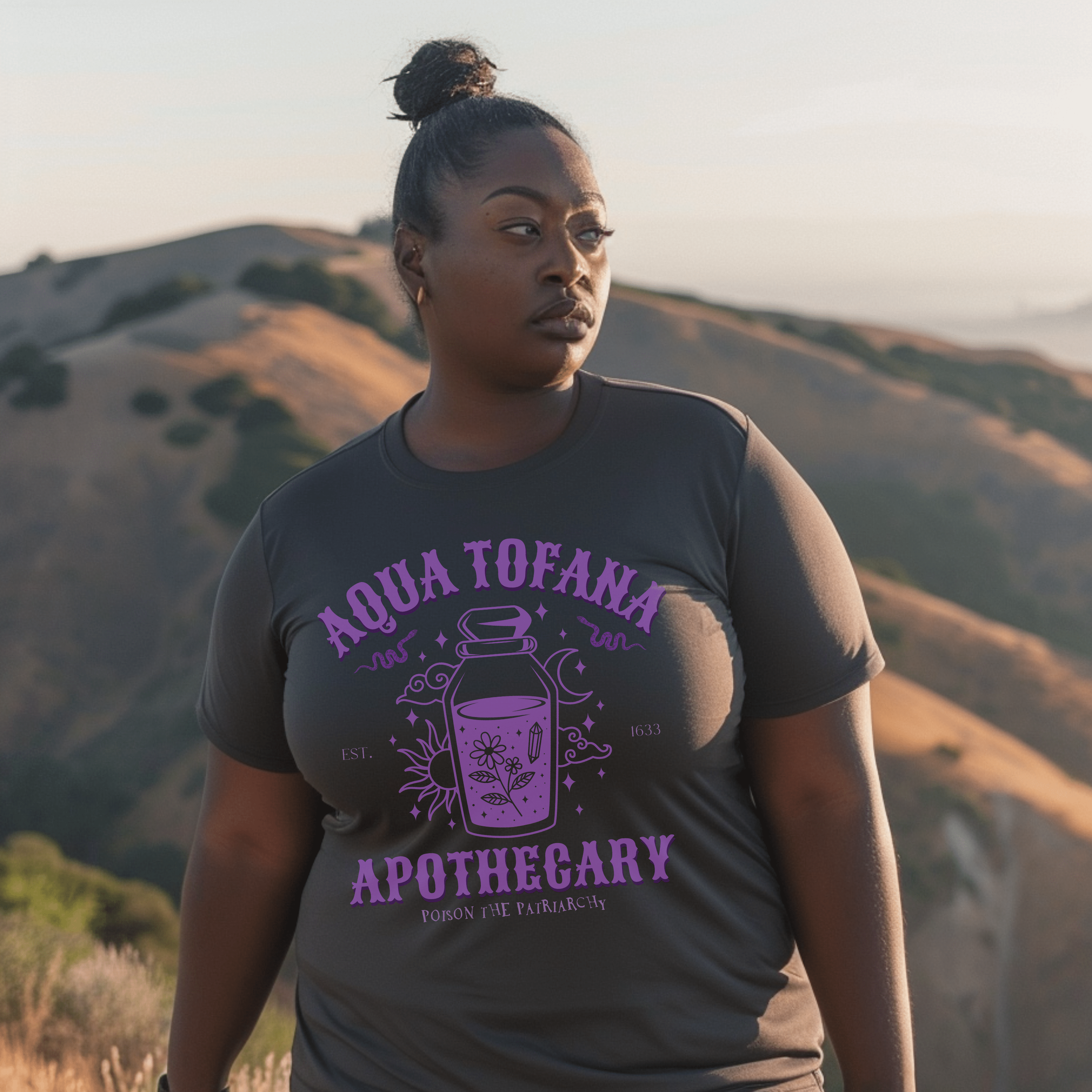 Aqua Tofana Apothecary Women Empowerment Shirt, Smash The Patriarchy Feminism Tee, Gift For Her or Activist - T-Shirt - Chromatic Safari - Pepper - S