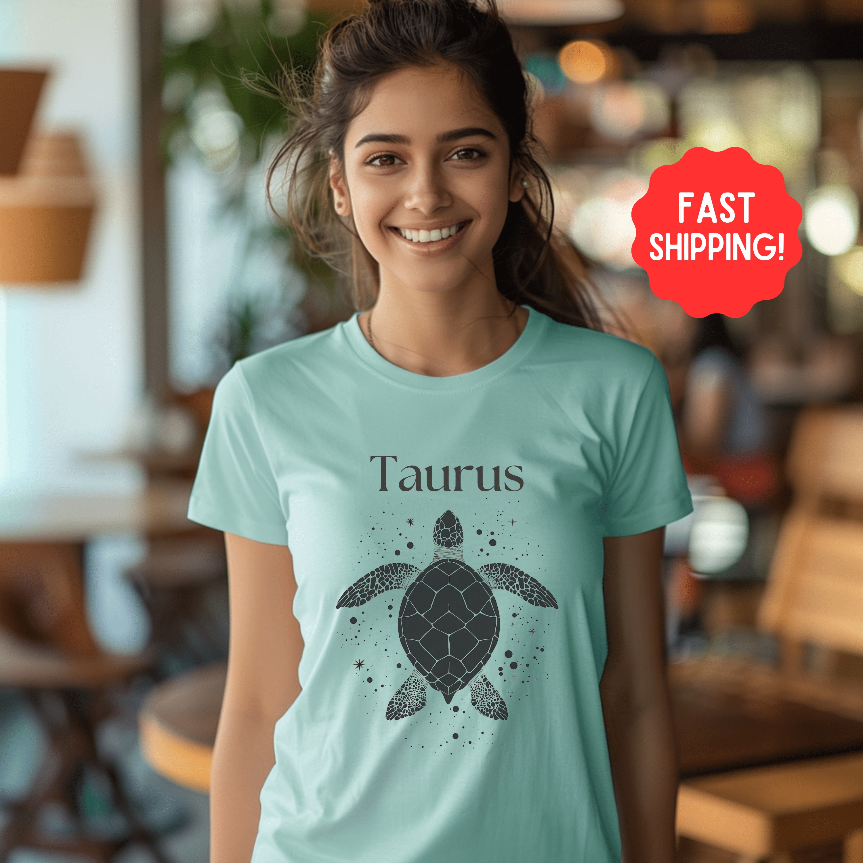 Astrology Taurus Shirt, Sea Turtle Zodiac T Shirt, Astrological Birthday Sign Gift, Horoscope Gifts, Gift For Birthday - T-Shirt - Chromatic Safari - Chalky Mint - S