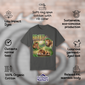 Band Shirt, Retro Three Lions Vintage Graphic T-shirts, Fun Wild Animal Silly Shirt, Gift For Lion Lovers - T-Shirt - Chromatic Safari - Pepper - S