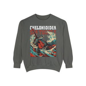 Band Shirt Sea Turtle Vintage Sweatshirt, Marine Biology Fun Bootleg Shirt Pullover, Gift for Marine Biologist or Conservationist - Sweatshirt - Chromatic Safari - Pepper - S