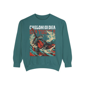 Band Shirt Sea Turtle Vintage Sweatshirt, Marine Biology Fun Bootleg Shirt Pullover, Gift for Marine Biologist or Conservationist - Sweatshirt - Chromatic Safari - Blue Spruce - S