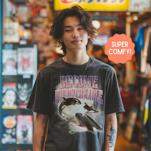 Become Ungovernable Three Orca Killer Whale One Moon Shirt, Retro Bootleg Rap Tee, Meme Graphic Tee Gift - T-Shirt - Chromatic Safari - Pepper - S