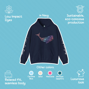 Beluga Design Hoodie: Eco-Friendly, Artistic Sweatshirt for Marine Life Enthusiasts, Perfect for Ocean Conservation Supporters - Chromatic Safari - Navy - S