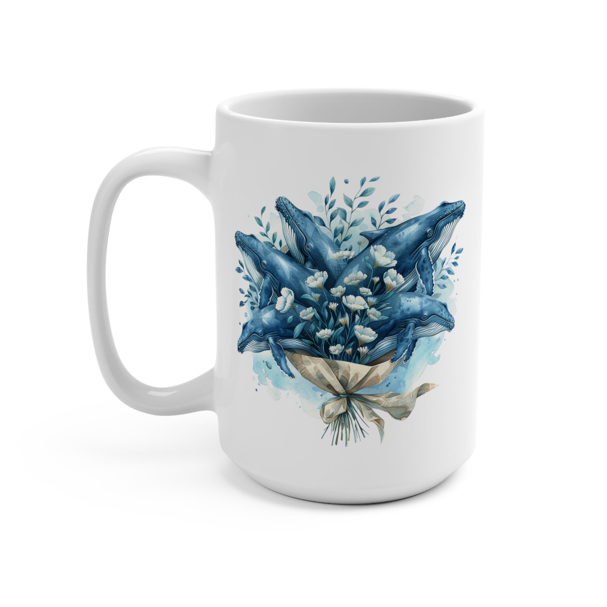 Blue Mum Humpback Whale Mug, 15oz Grandma Mom Coffee Cup, Gift for Mother's Day for Mama & Nana - Mug - Chromatic Safari - 15oz -