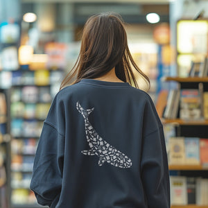 Blue Whale Silhouette Cottagecore Pullover, Ocean Conservation Marine Biologist Sweatshirt, Biology Gift - Sweatshirt - Chromatic Safari - True Navy - S