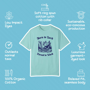 Born to Lurk Forced to Work Computer Axolotl Shirts, Vintage Marine Biology Fun Meme Ironic Shirt, Lurking Axolotl Working Halloween Gift - T-Shirt - Chromatic Safari - Ivory - S