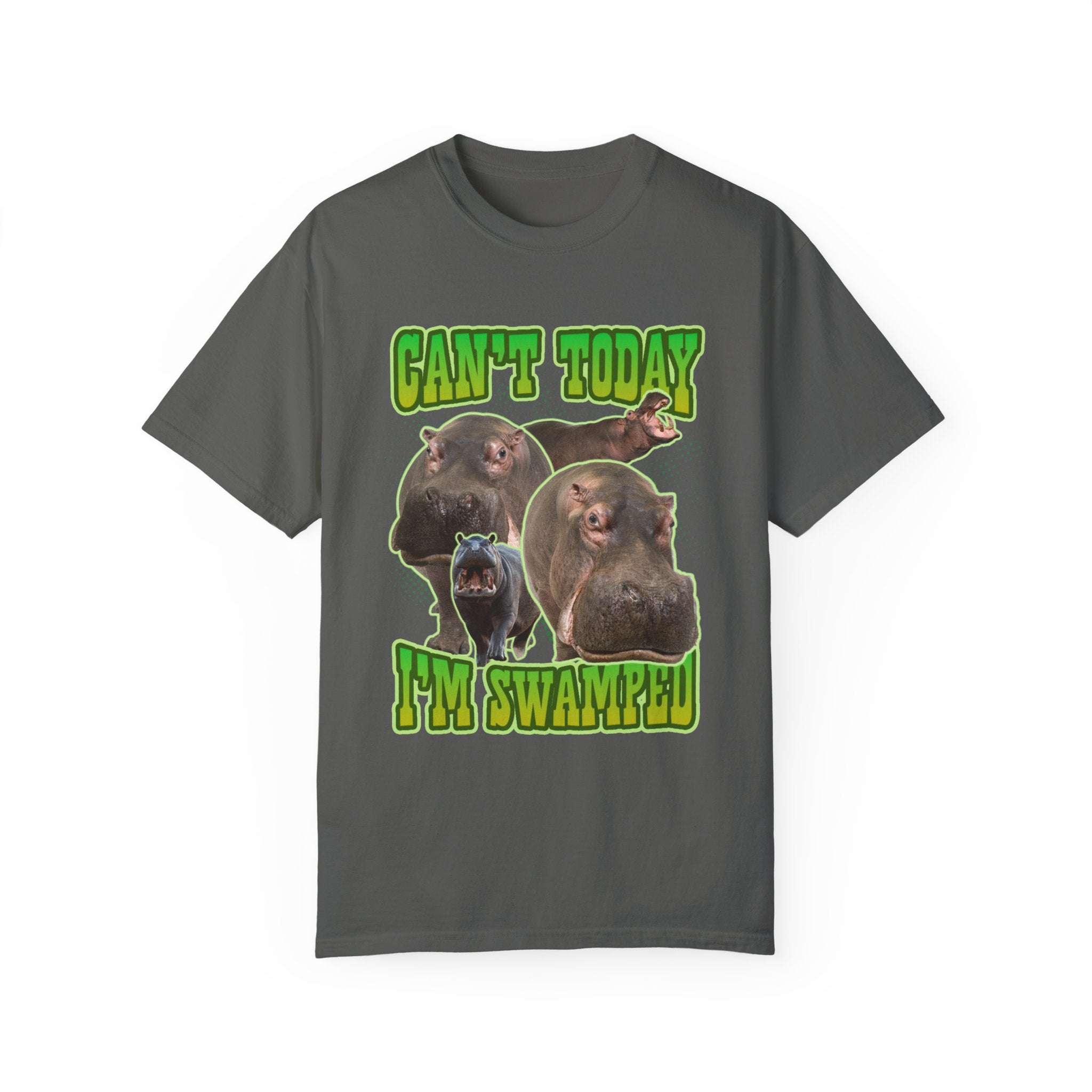 Can't Today I'm Swamped Vintage Hippopotamus Band Shirt, Marine Biology Fun Bootleg Shirt, Gift for Marine Biologist or Zookeeper - T - Shirt - Chromatic Safari - Pepper - S