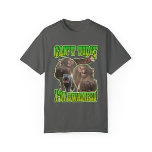Can't Today I'm Swamped Vintage Hippopotamus Band Shirt, Marine Biology Fun Bootleg Shirt, Gift for Marine Biologist or Zookeeper - T - Shirt - Chromatic Safari - Pepper - S