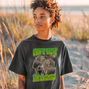 Can't Today I'm Swamped Vintage Hippopotamus Band Shirt, Marine Biology Fun Bootleg Shirt, Gift for Marine Biologist or Zookeeper - T - Shirt - Chromatic Safari - Pepper - S