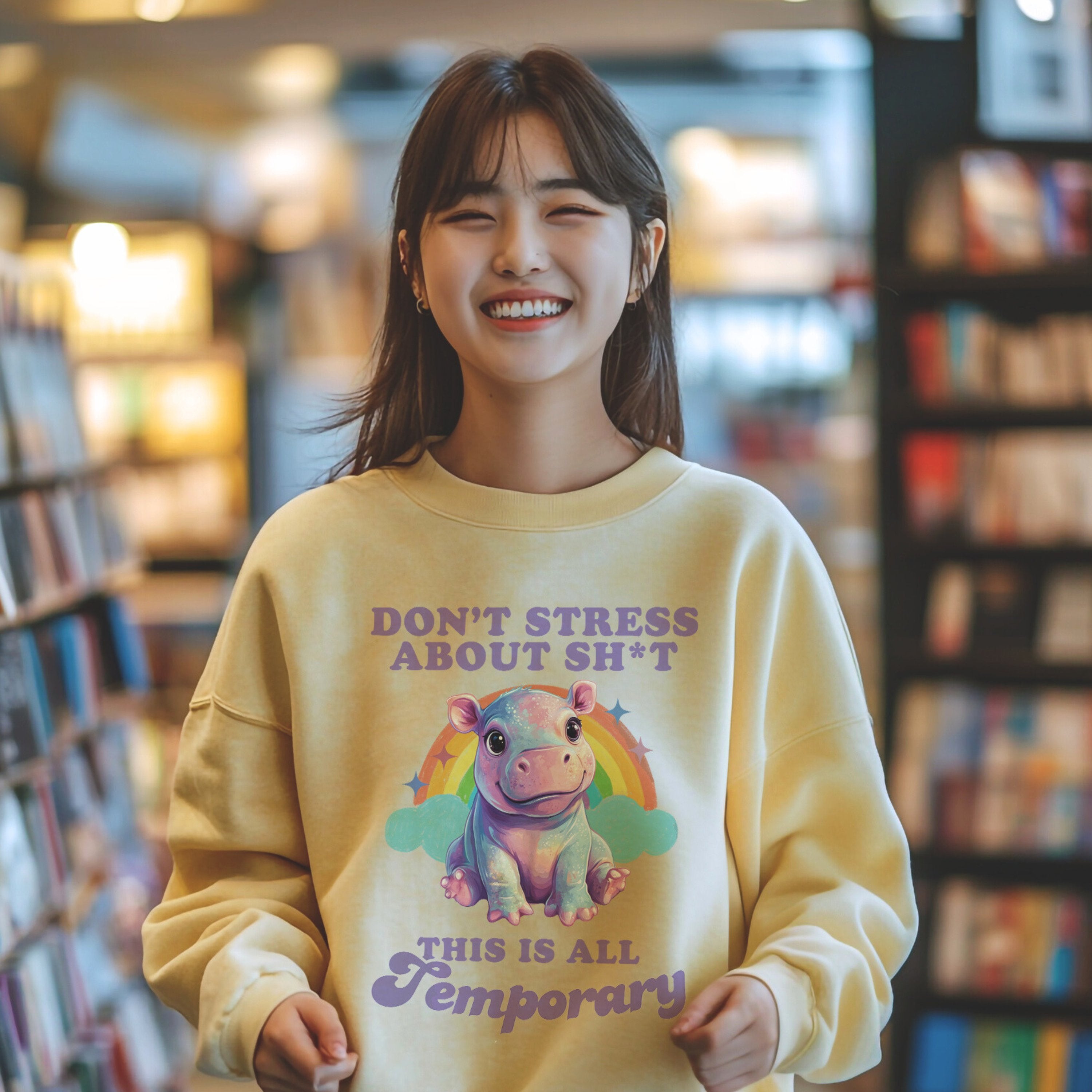 Cute Dont Stress About It Moo Deng Rainbow Shirt, Animal Lover Social Club EST 2024 Tshirt, Pygmy Pork Gift For Her - T-Shirt - Chromatic Safari - Ivory - S