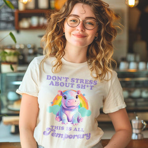 Cute Dont Stress About It Moo Deng Rainbow Shirt, Animal Lover Social Club EST 2024 Tshirt, Pygmy Pork Gift For Her - T-Shirt - Chromatic Safari - Ivory - S