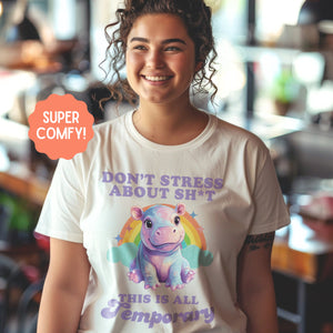 Cute Dont Stress About It Moo Deng Rainbow Shirt, Animal Lover Social Club EST 2024 Tshirt, Pygmy Pork Gift For Her - T-Shirt - Chromatic Safari - Ivory - S