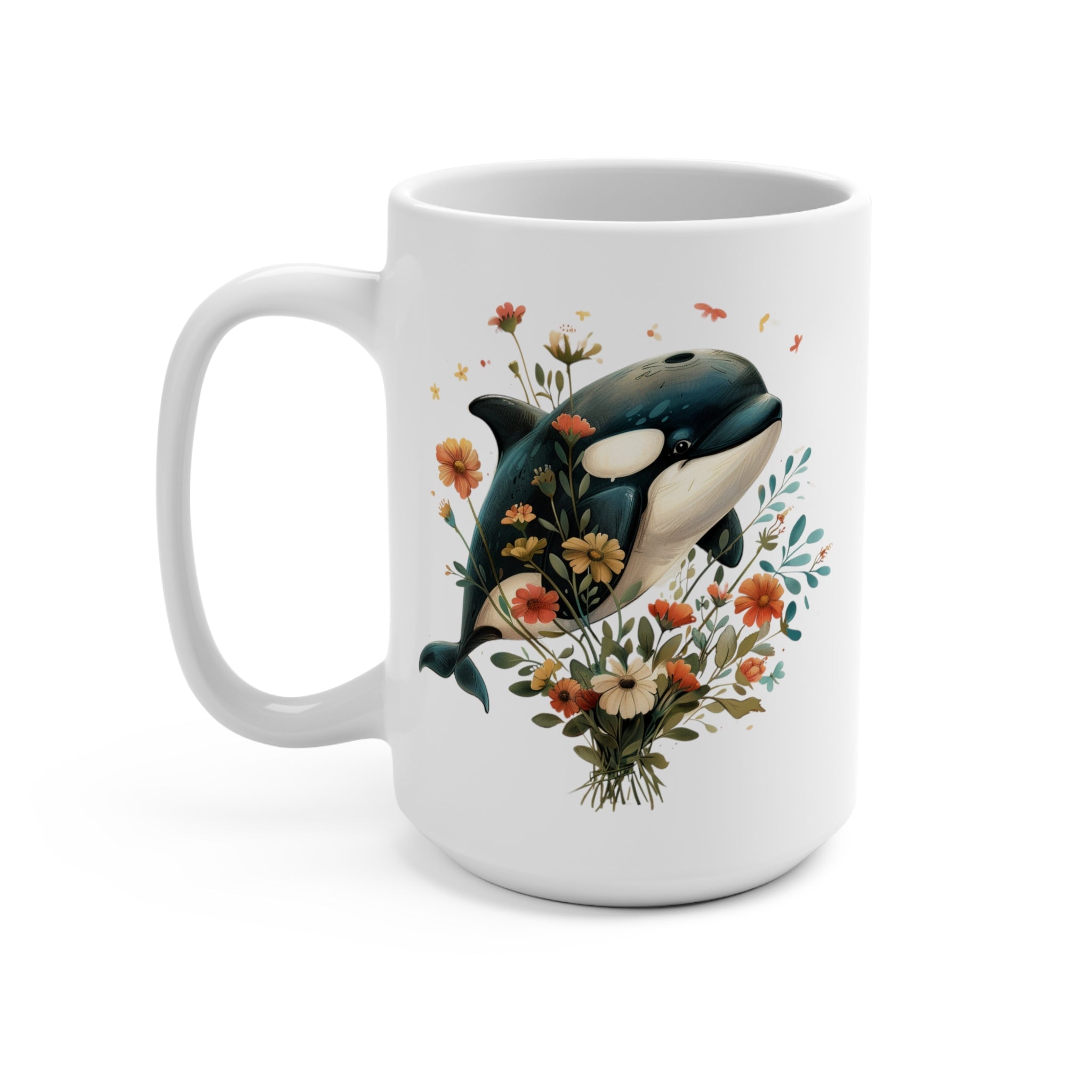 Cute Orca Mom Coffee Cup, Whale Mother's Day Mug, Gift For Grandma Mum - Mug - Chromatic Safari - 15oz -