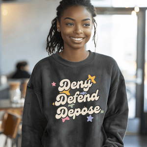 Deny Defend Depose Sweatshirt, Anti Capitalism Progressive Top, Healthcare Reform Activism Tee, Gift For Activist - Sweatshirt - Chromatic Safari - Charcoal - S