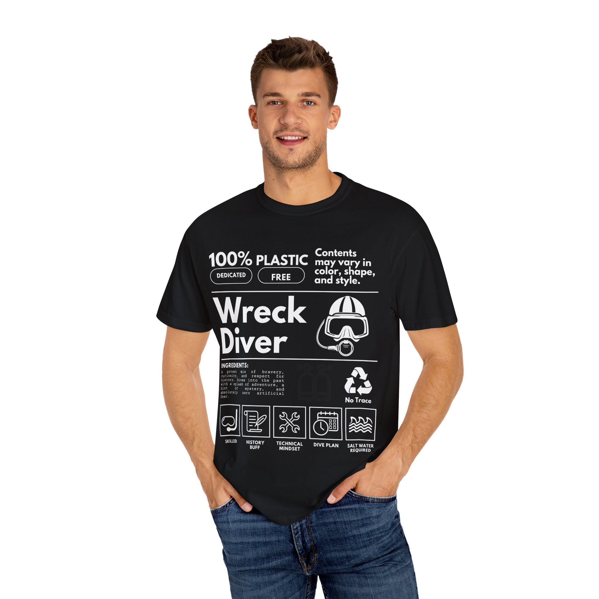 Diving Shirt, Wreck Diver Shirt, Oversized Scuba Diver Shirt, Summers Tshirt, Swimmer Gifts - T-Shirt - Chromatic Safari - Black - S