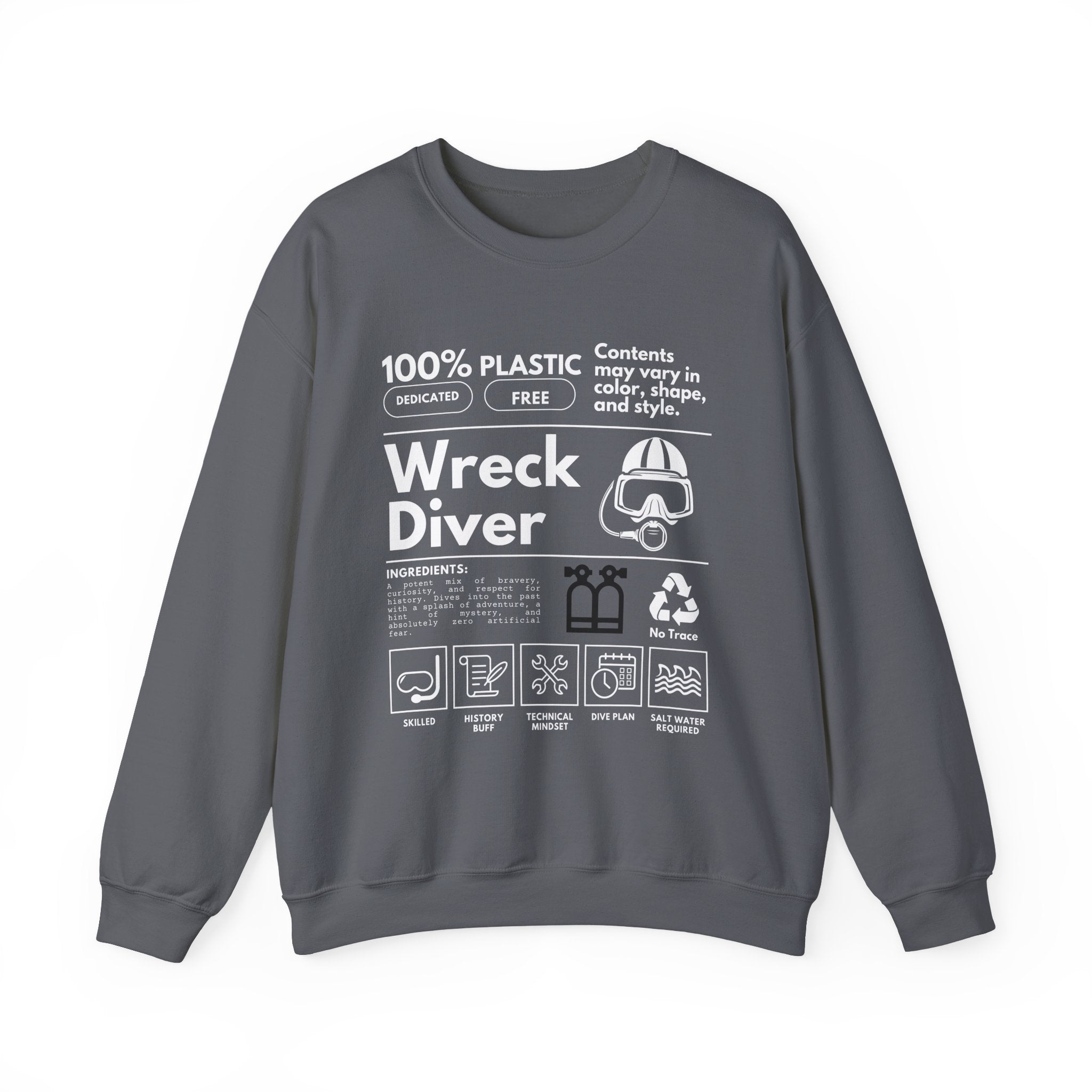 Diving Sweatshirt, Wreck Diver Shirt, Oversized Scuba Diver Sweatshirt, Summers Tshirt, Swimmer Gifts - Sweatshirt - Chromatic Safari - Charcoal - S