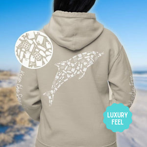 Dolphin Design Hoodie: Eco-Friendly, Cute Animal, Artistic Sweatshirt for Marine Life Enthusiasts, Perfect for Ocean Conservation Supporters - Chromatic Safari - Navy - S