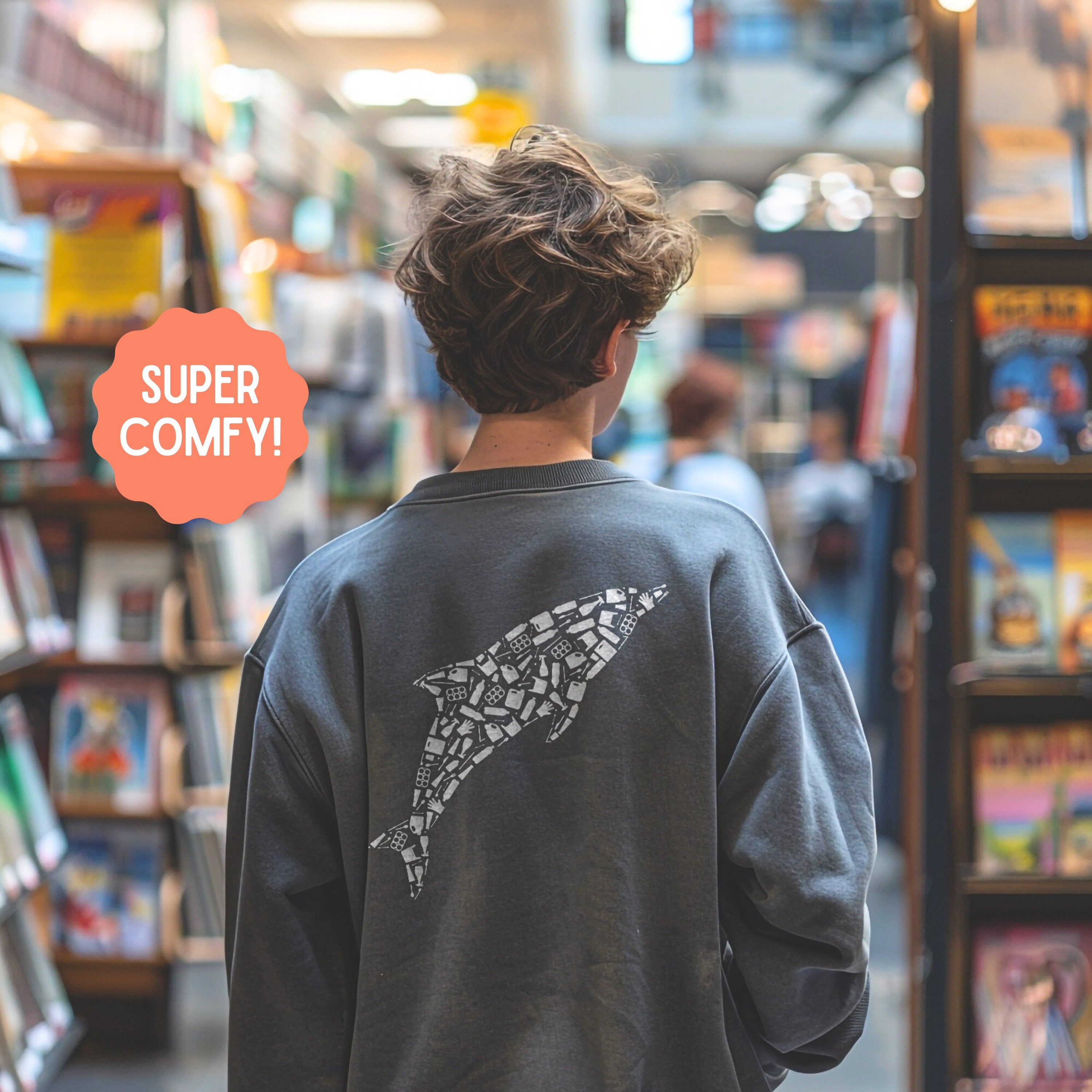 Dolphin Silhouette Cottagecore Pullover, Ocean Conservation Marine Biologist Sweatshirt, Birthday Gift - Sweatshirt - Chromatic Safari - Pepper - S