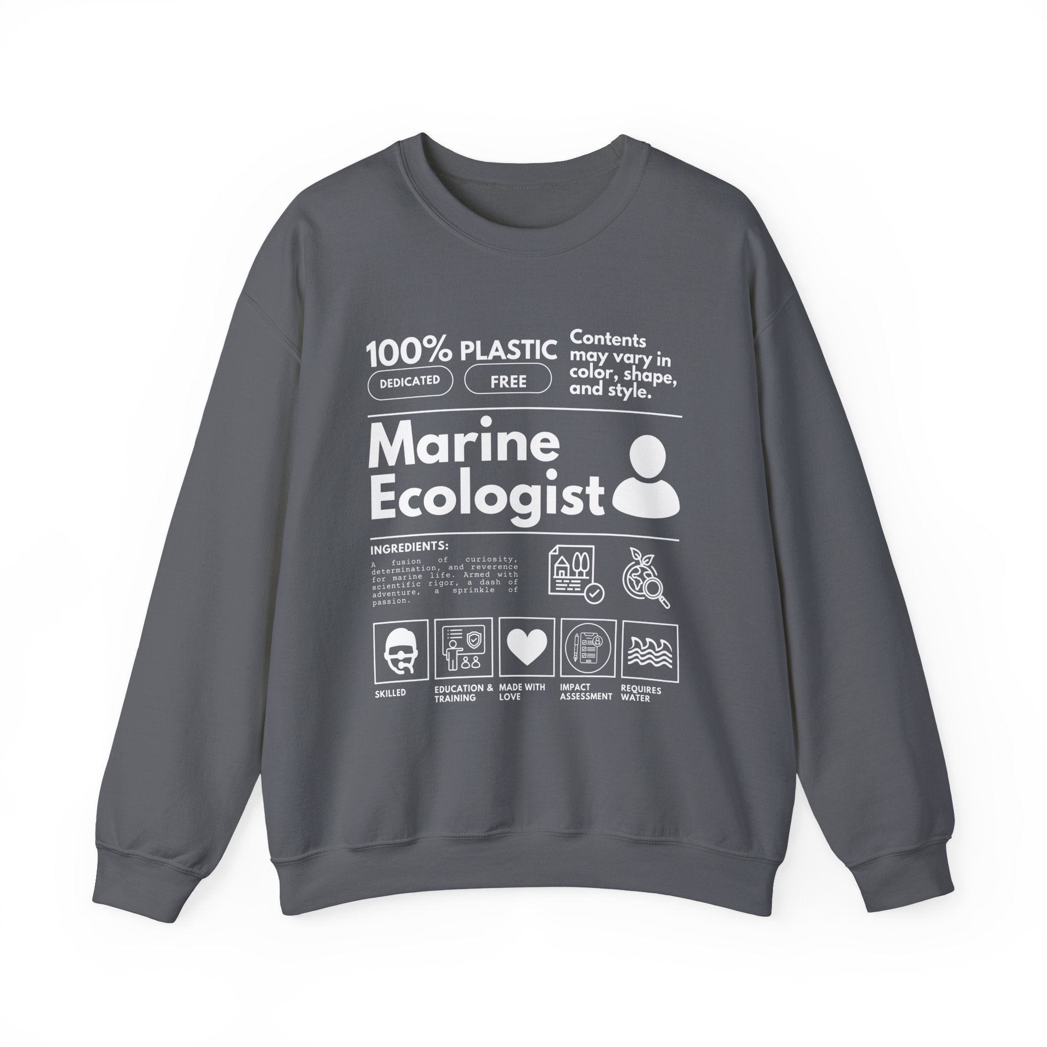 Ecology Sweatshirt, Marine Ecologist Pullover Tee, Ocean Conservation Shirt, Summer Tshirt, Biology Gift - Sweatshirt - Chromatic Safari - Charcoal - S