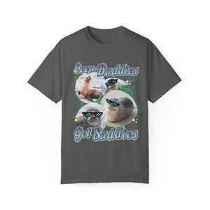 Even Baddies Get Saddies Rap Tee Seal Retro Vintage Shirt, Marine Biology Fun Bootleg Shirt, Gift for Boyfriend or Girlfriend Seal Lover - T - Shirt - Chromatic Safari - Pepper - S