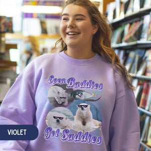 Even Baddies Polar Bear Vintage Sweatshirt, Marine Biology Fun Bootleg Shirt Pullover, Gift for Bear Lover - Sweatshirt - Chromatic Safari - Violet - S