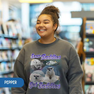 Even Baddies Polar Bear Vintage Sweatshirt, Marine Biology Fun Bootleg Shirt Pullover, Gift for Bear Lover - Sweatshirt - Chromatic Safari - Pepper - S