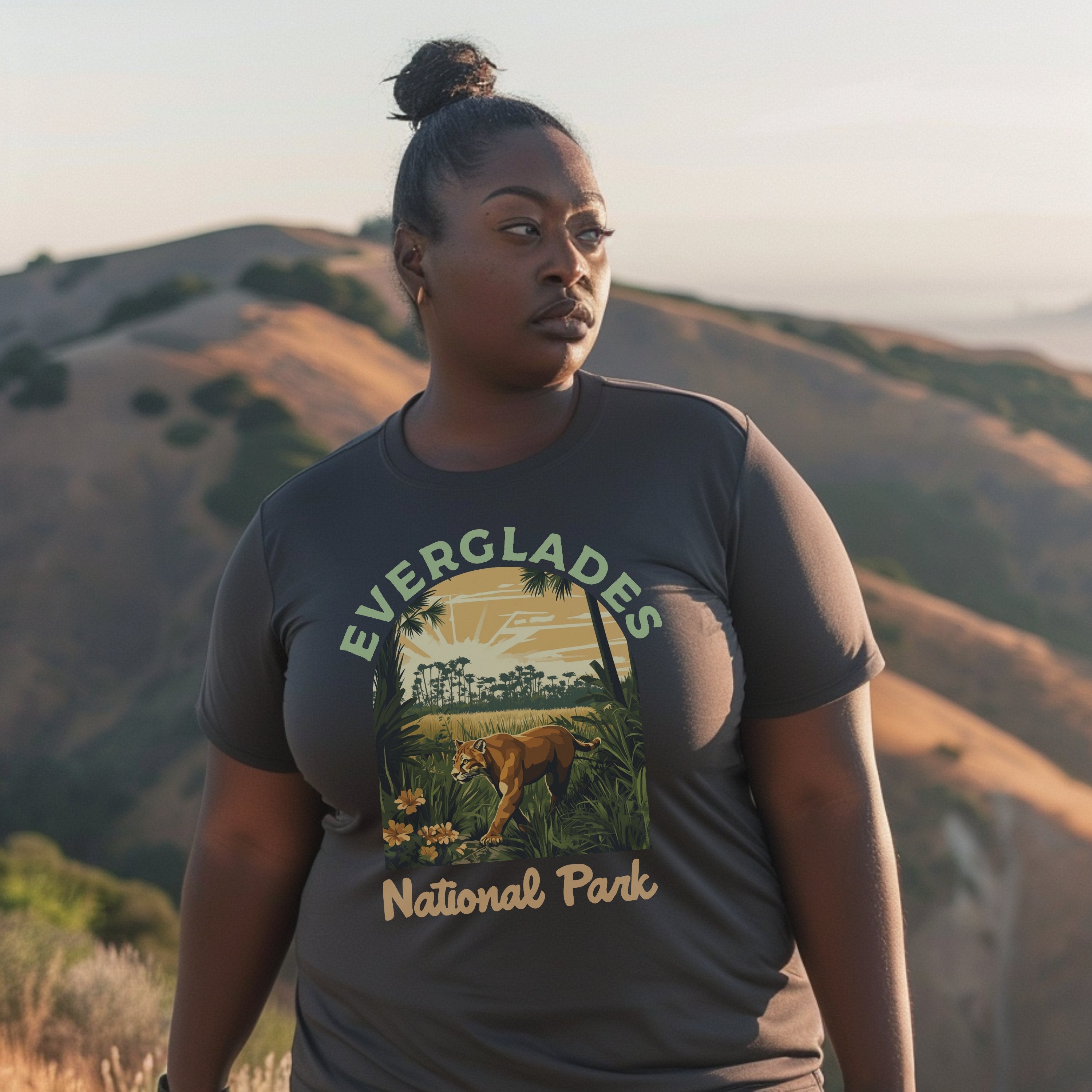 Everglades FL Vintage National Parks Shirt, Camping Gift Mountain Tee Outdoor Lover Adventure Shirt, For Campers - T-Shirt - Chromatic Safari - Pepper - S