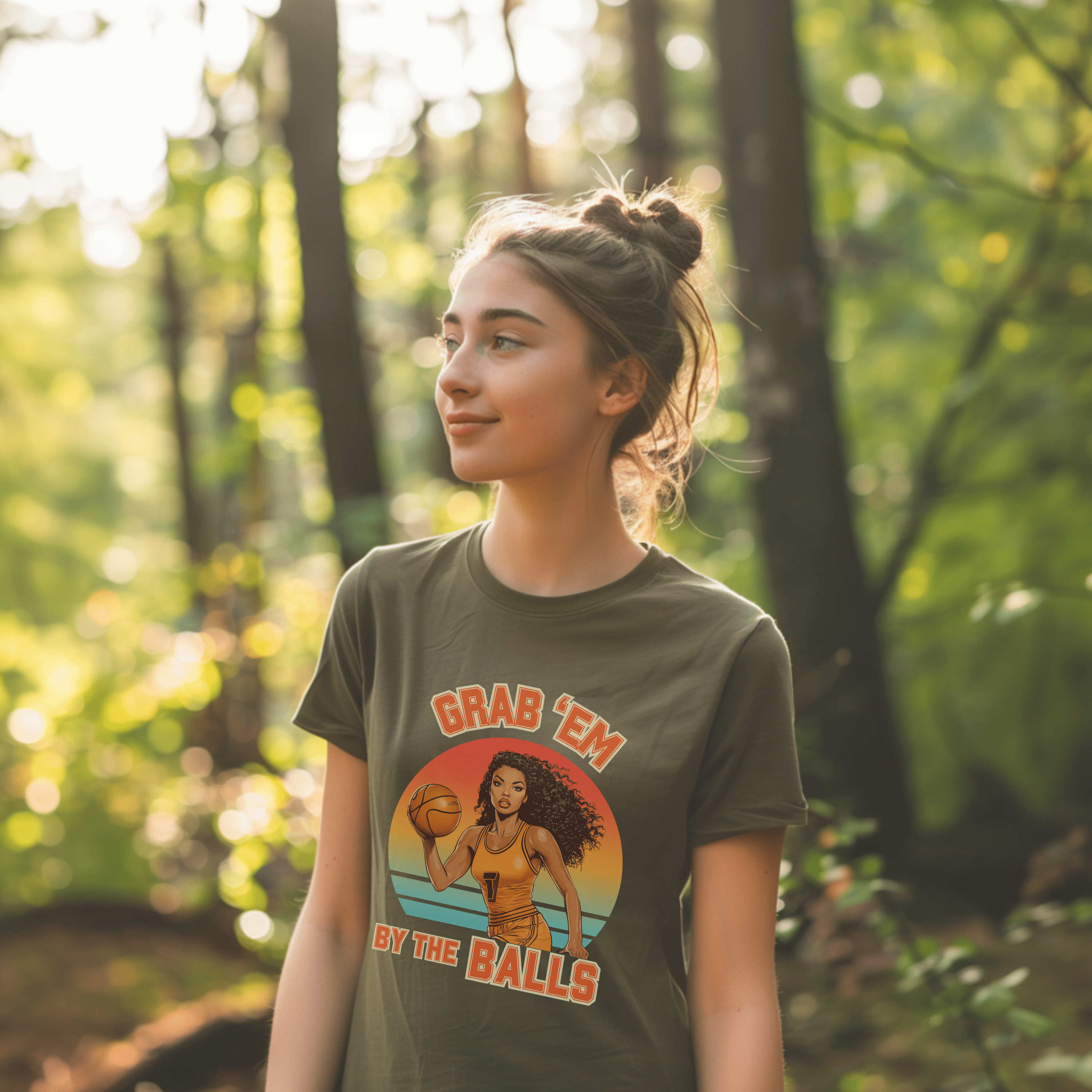 Feminism Shirt, Smash The Patriarchy Basketball Gifts, Sport Pin Up Women Rights Tee, Gift For Feminist - T-Shirt - Chromatic Safari - Moss - S