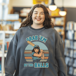 Feminism Sweatshirt, Smash The Patriarchy Baseball Gifts, Pin Up Women Rights Pullover Tee, Gift For Activist - Sweatshirt - Chromatic Safari - Charcoal - S