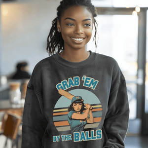 Feminism Sweatshirt, Smash The Patriarchy Baseball Gifts, Pin Up Women Rights Pullover Tee, Gift For Activist - Sweatshirt - Chromatic Safari - Charcoal - S