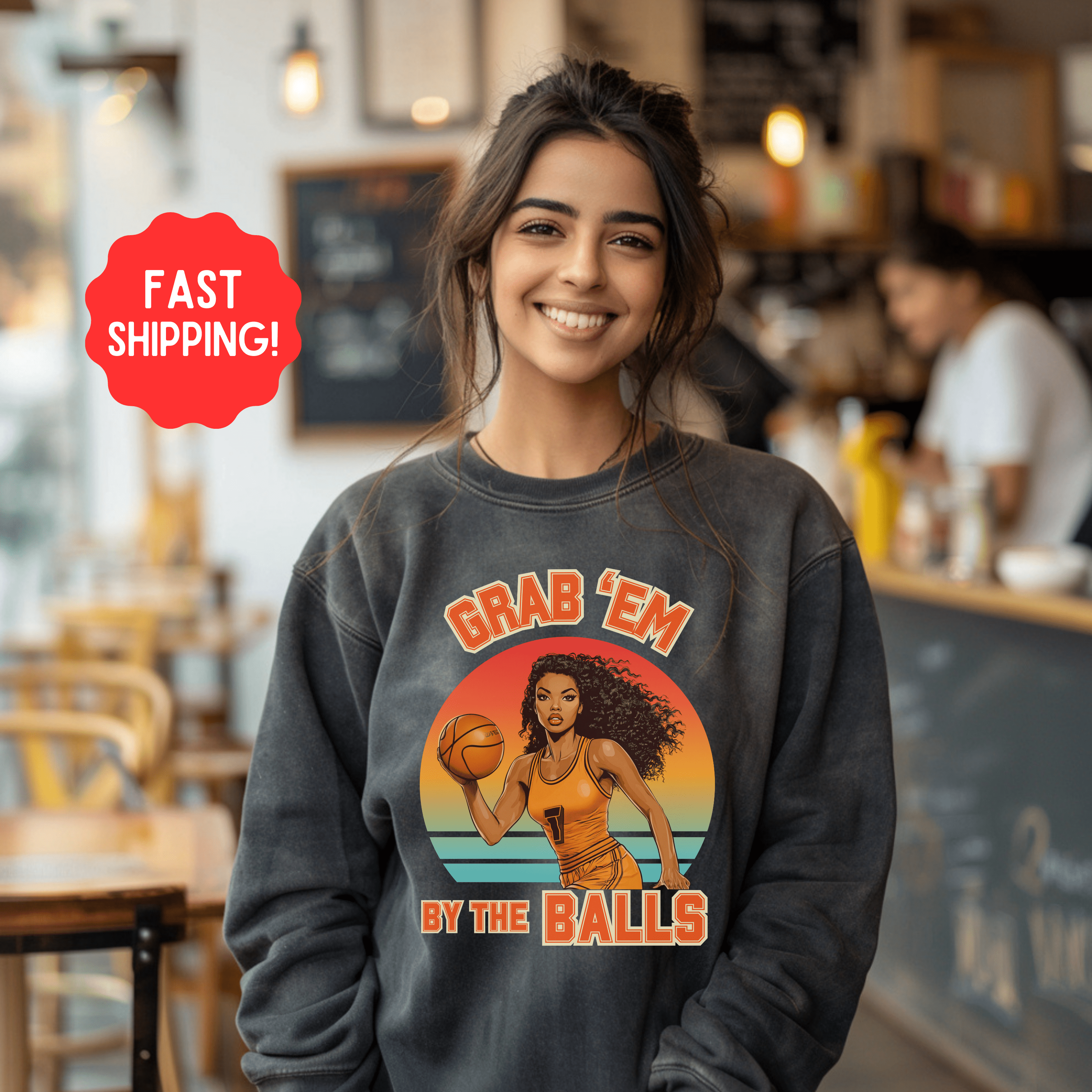 Feminism Sweatshirt, Smash The Patriarchy Basketball Gifts, Sport Pin Up Women Rights Pullover Tee, Gift For Feminist - Sweatshirt - Chromatic Safari - Charcoal - S