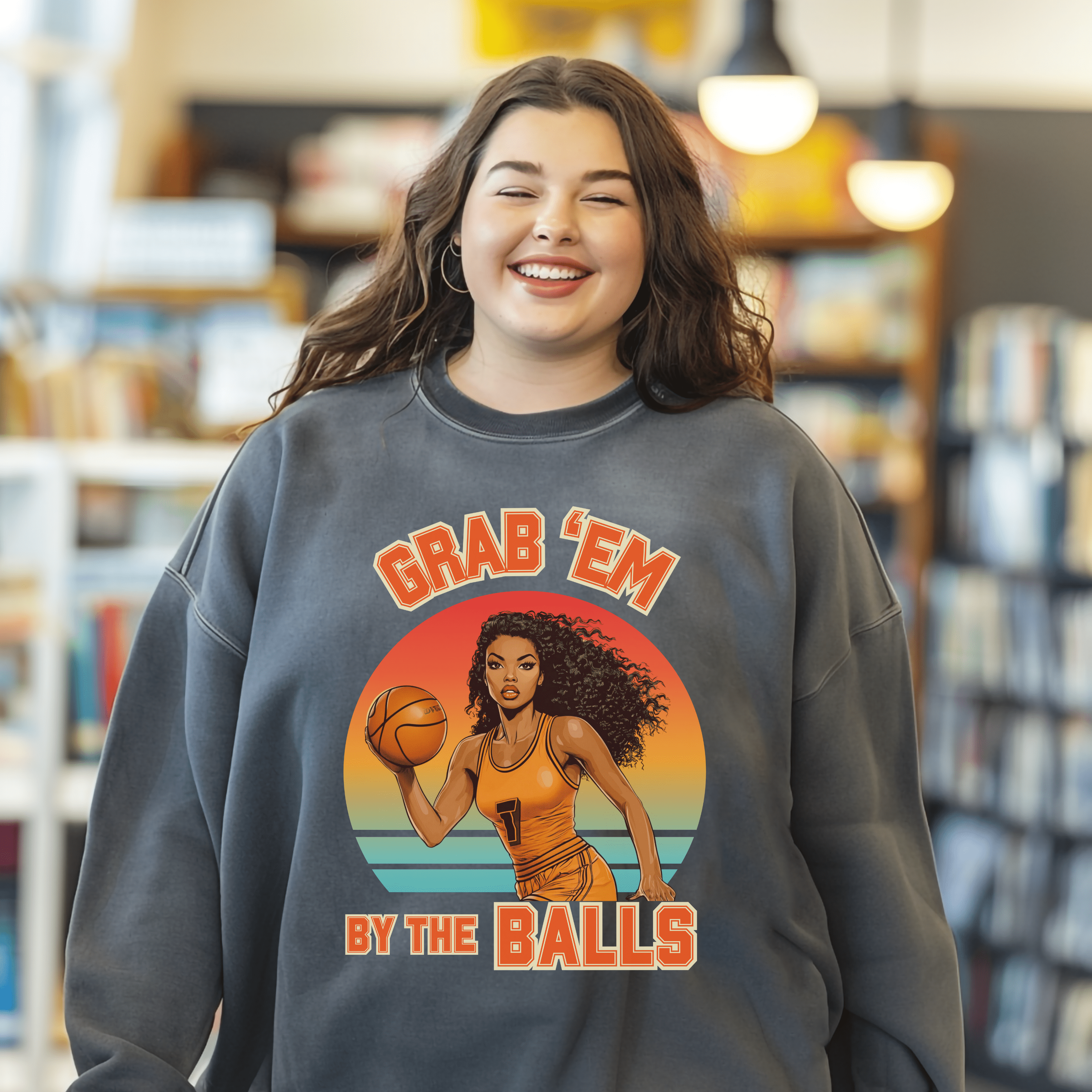 Feminism Sweatshirt, Smash The Patriarchy Basketball Gifts, Sport Pin Up Women Rights Pullover Tee, Gift For Feminist - Sweatshirt - Chromatic Safari - Charcoal - S