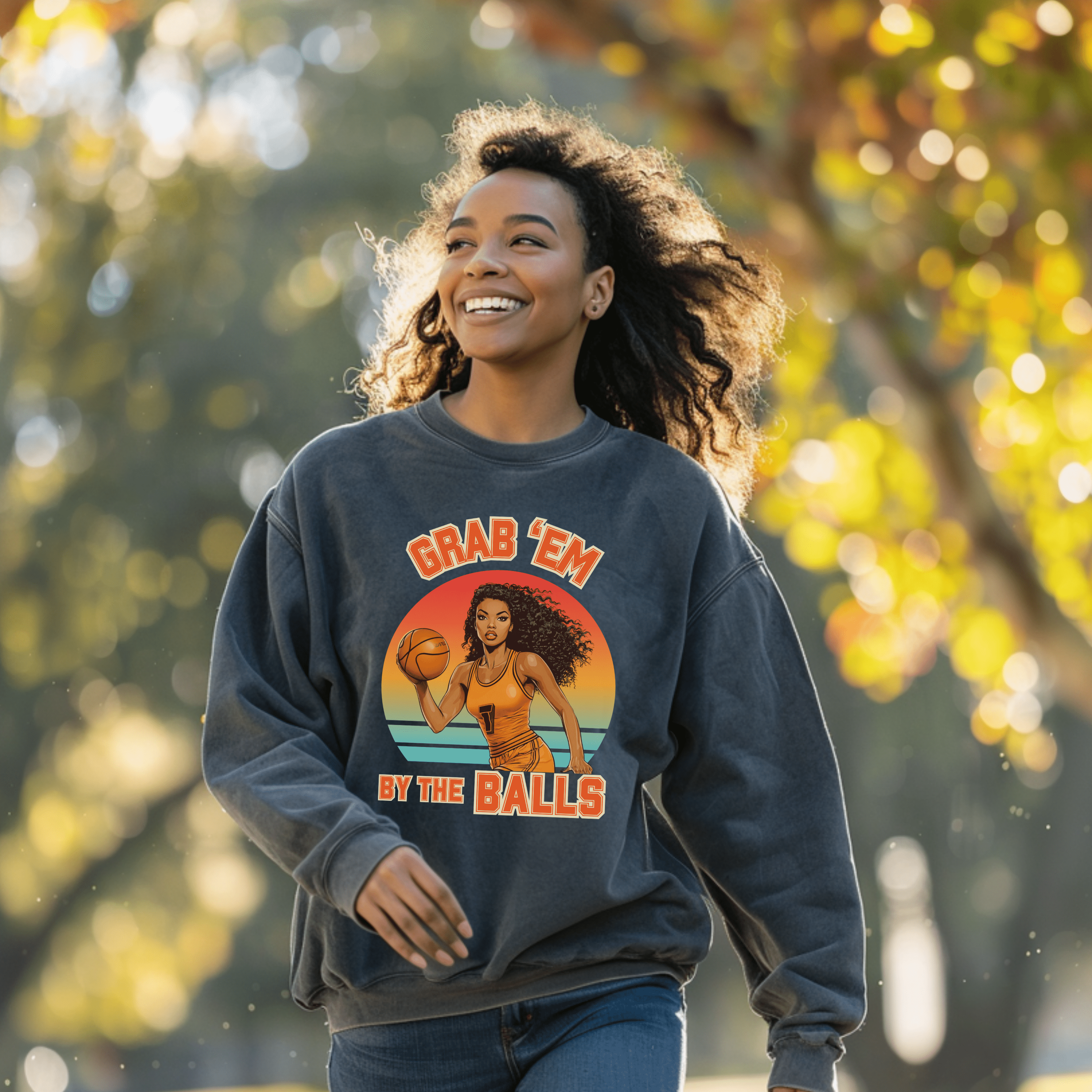 Feminism Sweatshirt, Smash The Patriarchy Basketball Gifts, Sport Pin Up Women Rights Pullover Tee, Gift For Feminist - Sweatshirt - Chromatic Safari - Charcoal - S