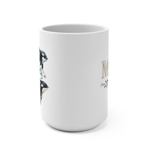 Floral Mom Orca Whale Mug, Mother's Day Grammy Coffee Cup, Gift For The Best Mum - Mug - Chromatic Safari - 15oz -