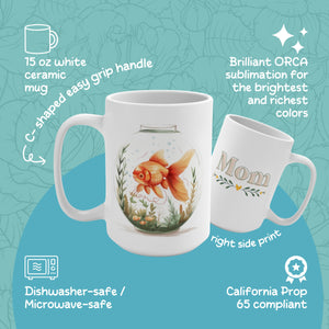 Goldfish Mum Mug 15oz, Mother's Day Coffee Cup for Nana, Perfect Gift for Mom and Granmmy - Mug - Chromatic Safari - 15oz -