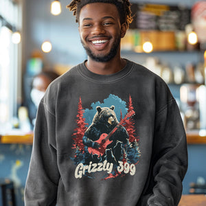 Guitarist Grizzly 399 Mama Bear Vintage Band Shirt, Fun Wildlife Bootleg Shirt, Gift for Bear Lover - T-Shirt - Chromatic Safari - Pepper - S