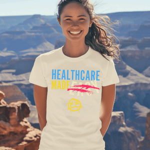 Health Care Protest Shirt, Anticapitalism Social Justice Top, Human Rights Tee, Gift For Activism - T-Shirt - Chromatic Safari - Ivory - S