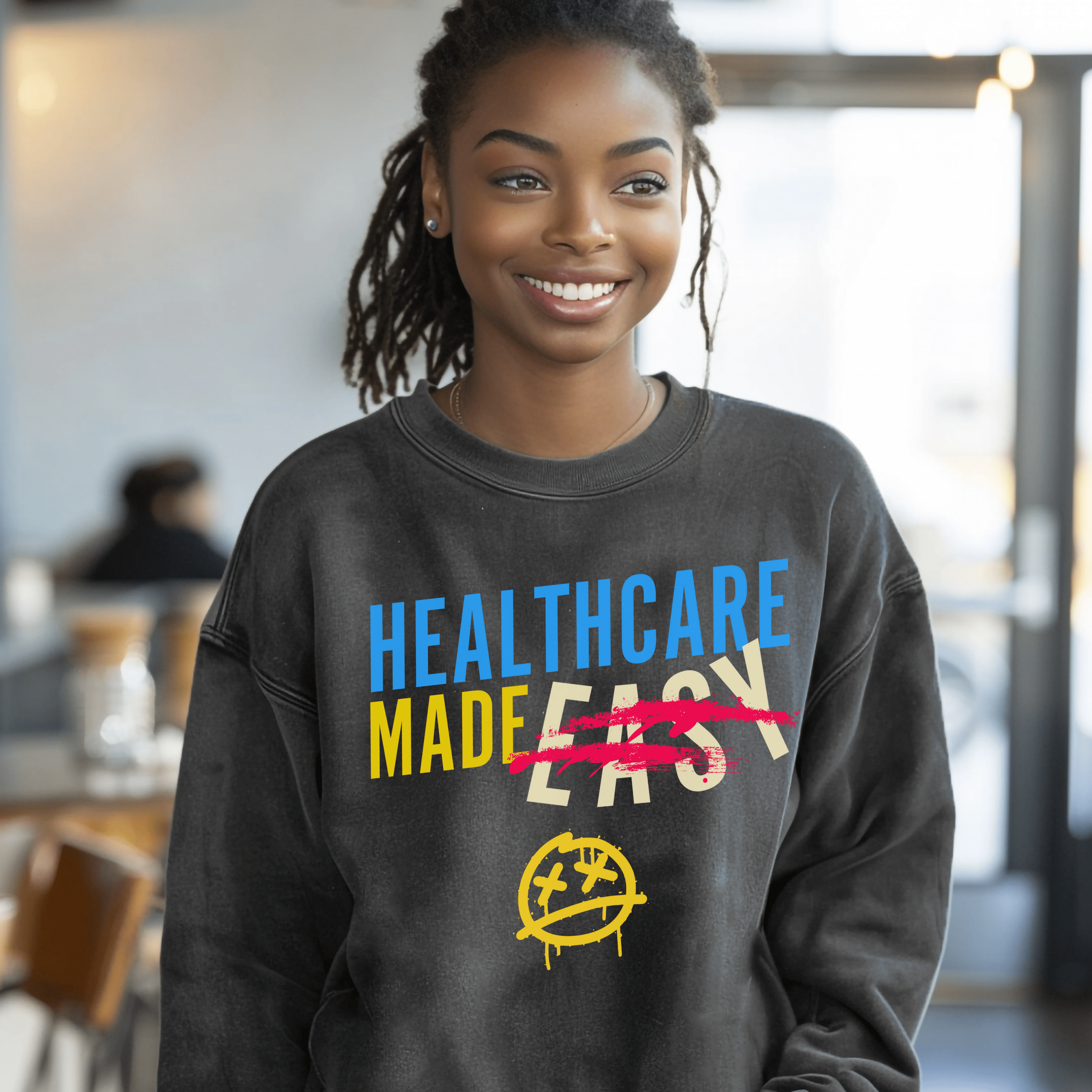 Health Care Protest Sweatshirt, Anticapitalism Social Justice Top, Human Rights Pullover Tee, Gift For Activism - Sweatshirt - Chromatic Safari - Charcoal - S