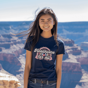 Healthcare Shirt, Anticapitalism Progressive Top, Healthcare Reform Activism Tee, Gift For Activist - T-Shirt - Chromatic Safari - True Navy - S