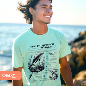 Humpback Whale Anatomy Shirt, Marine Animals Vintage Tshirt, Whale Gifts - T-Shirt - Chromatic Safari - Chalky Mint - S