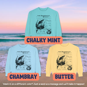 Humpback Whale Anatomy Shirt Pullover, Marine Animals Vintage Sweatshirt, Whale Gifts - Sweatshirt - Chromatic Safari - Butter - S